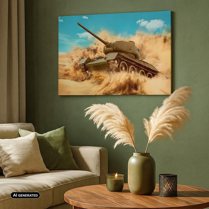 Bilder auf Leinwand 100x70cm Leinwandbild mit Rahmen Panzer Poligon Feld Gross Wanddeko Bild Schlafz