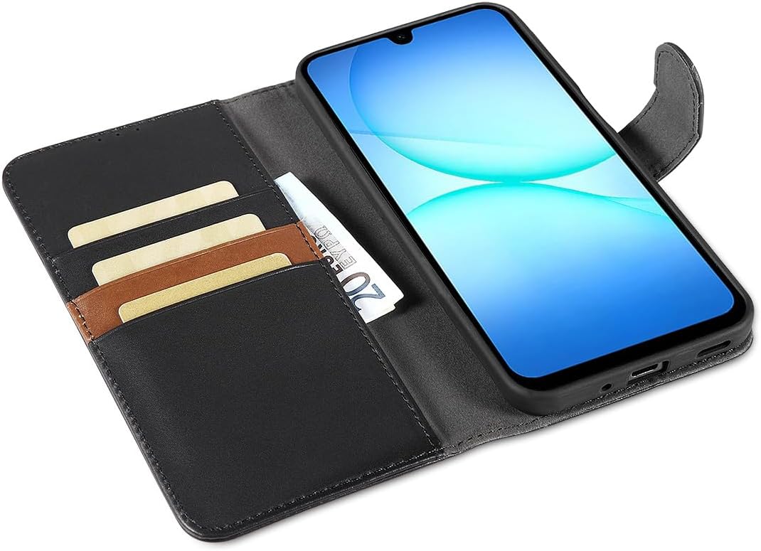 LENSUN Echtleder Hülle für Samsung Galaxy A17, Handyhülle [Echtes Leder][Magnetverschluss][RFID Wall