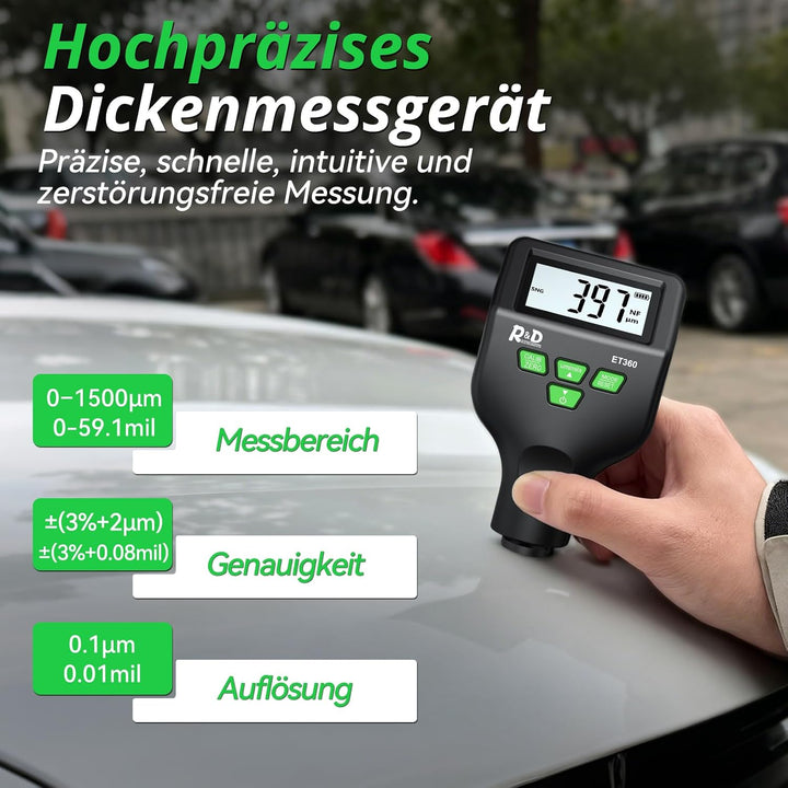 RDINSCOS Lackmessgerät 0-1500um Display Dickenmesser Schichtdickenmessgerät