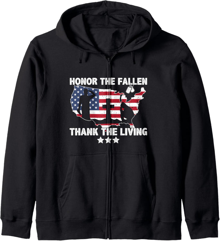Honor The Fallen Thank The Living American Flag Memorial Day Kapuzenjacke
