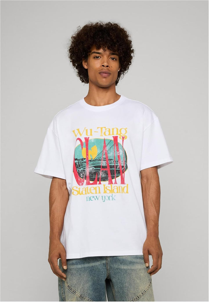 Mister Tee Herren Wu Tang Staten Island Oversize Tee 5XL Weiss, 5XL Weiss