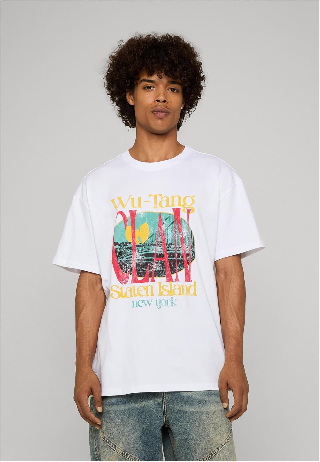 Mister Tee Herren Wu Tang Staten Island Oversize Tee 4XL Weiss, 4XL Weiss