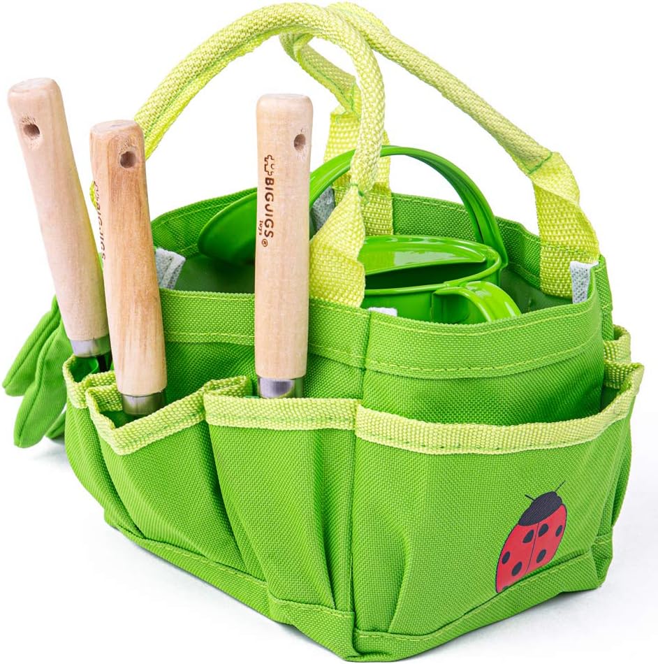 Bigjigs Toys Kleine Tragetasche mit Gartenwerkzeugen
