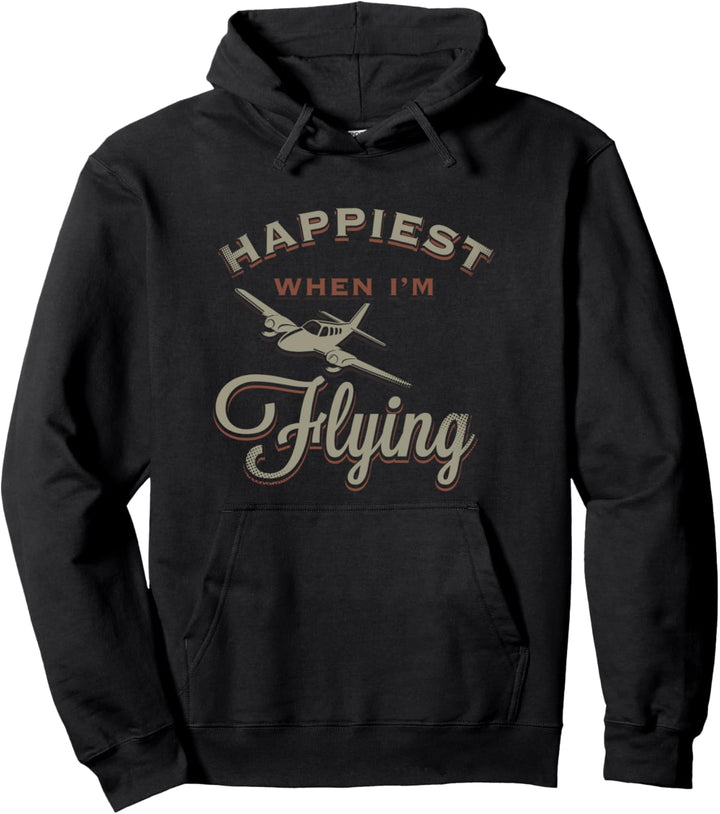 Happiest When I'm Flying Flugzeug Pilot Luftfahrt Geschenk Pullover Hoodie