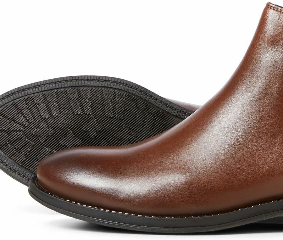 JACK & JONES Herren Jfwargo Leather Sn Chelsea-Stiefel 40 EU Cognac, 40 EU Cognac