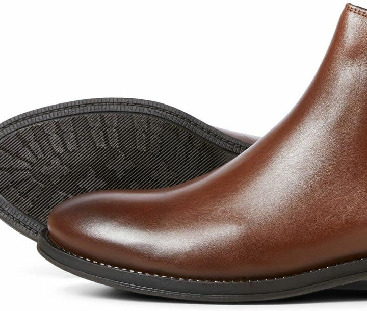 JACK & JONES Herren Jfwargo Leather Sn Chelsea-Stiefel 40 EU Cognac, 40 EU Cognac