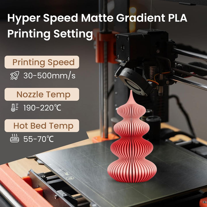 ERYONE Matte PLA 3D Drucker Filament 1.75mm, Matte Gradient Rainbow PLA, Massgenauigkeit +/- 0.03 mm