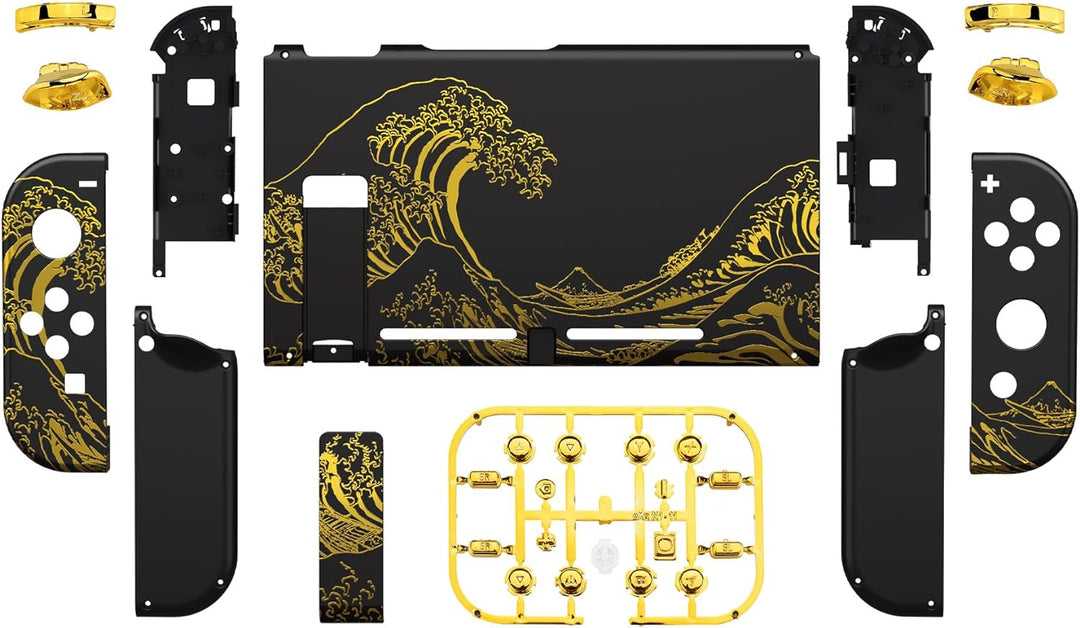 eXtremeRate Hülle Case für Nintendo Switch Joycon/Konsole, Rückgehäuse&Kickstand für Switch Console,