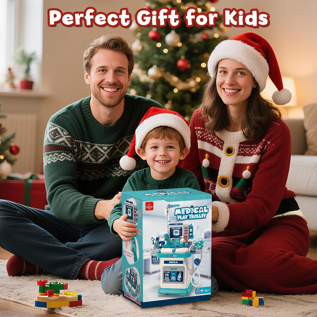 Lehoo Castle Arztkoffer Kinder, Arztwagen mit Ton & Licht, Doktorkoffer Kinder, Arztkoffer mit Steth