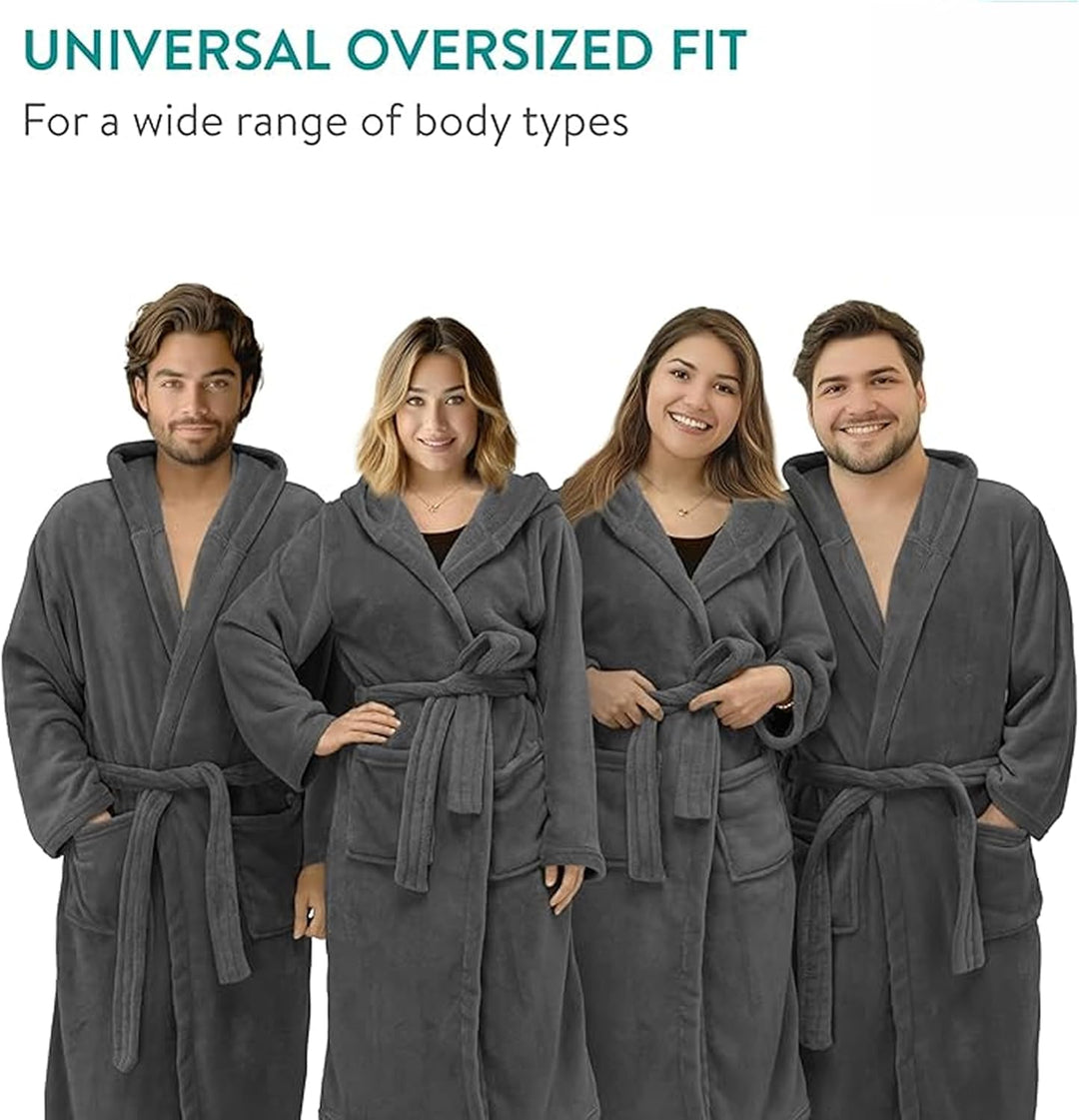 HOMELEVEL Bademantel Morgenmantel Unisex - kuschelweicher Reisebademantel Saunamantel - Mikrofaser M