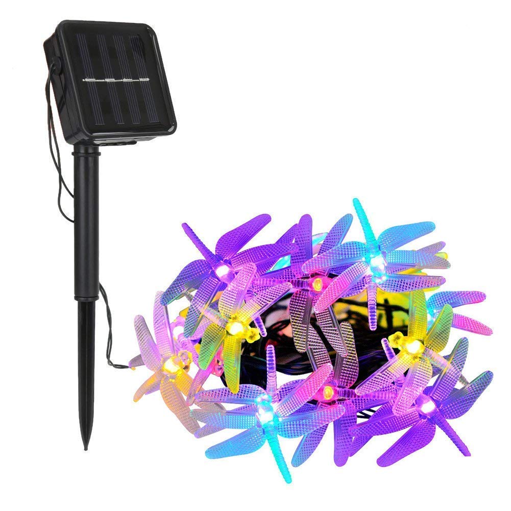 KEEDA 20 LED Solar Libellen Lichterkette - Wasserdicht, 8 Modi - Aussen 16ft Solarleuchten für Garte