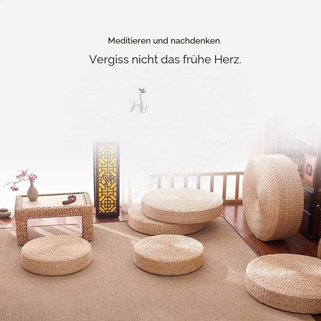 HUAWELL Tatami Bodenkissen, Sitzkissen, gross, rund, gepolstert, für den Aussenbereich, 2 Stück 19.7