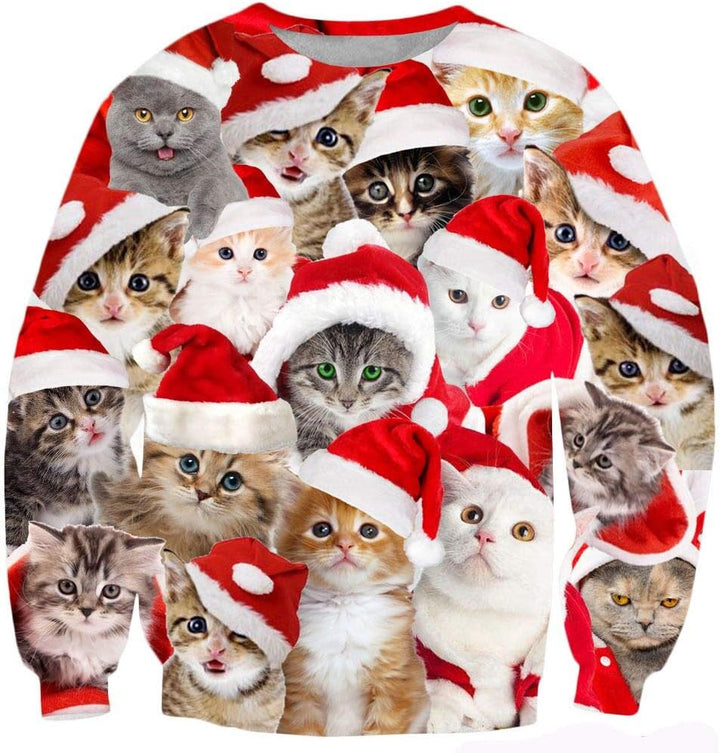 Goodstoworld Weihnachtspullover 3D Unisex Druck Pullover Weihnachten Pullover Ugly Christmas Sweater