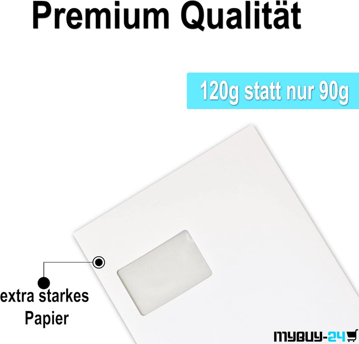 100x Versandtasche C4 A4 weiss mit Fenster, selbstklebend mit Abziehstreifen, mit grauen Innendruck,