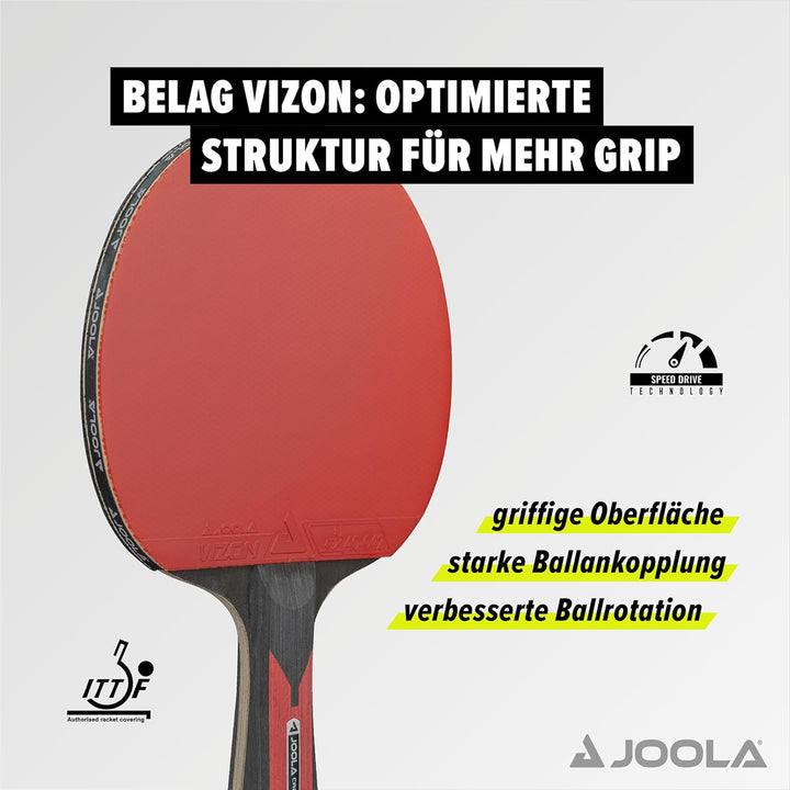 JOOLA Tischtennis Set Duo Carbon 2 Tischtennisschläger + 3 Tischtennisbälle + Tischtennishülle, rot/