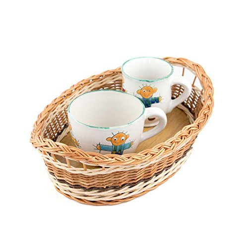 Manufaktur Martinshof Frühstücks-Tablett oval (35 cm) LxBxH 35cm x 23cm x10cm Weide, geflochten; Trä