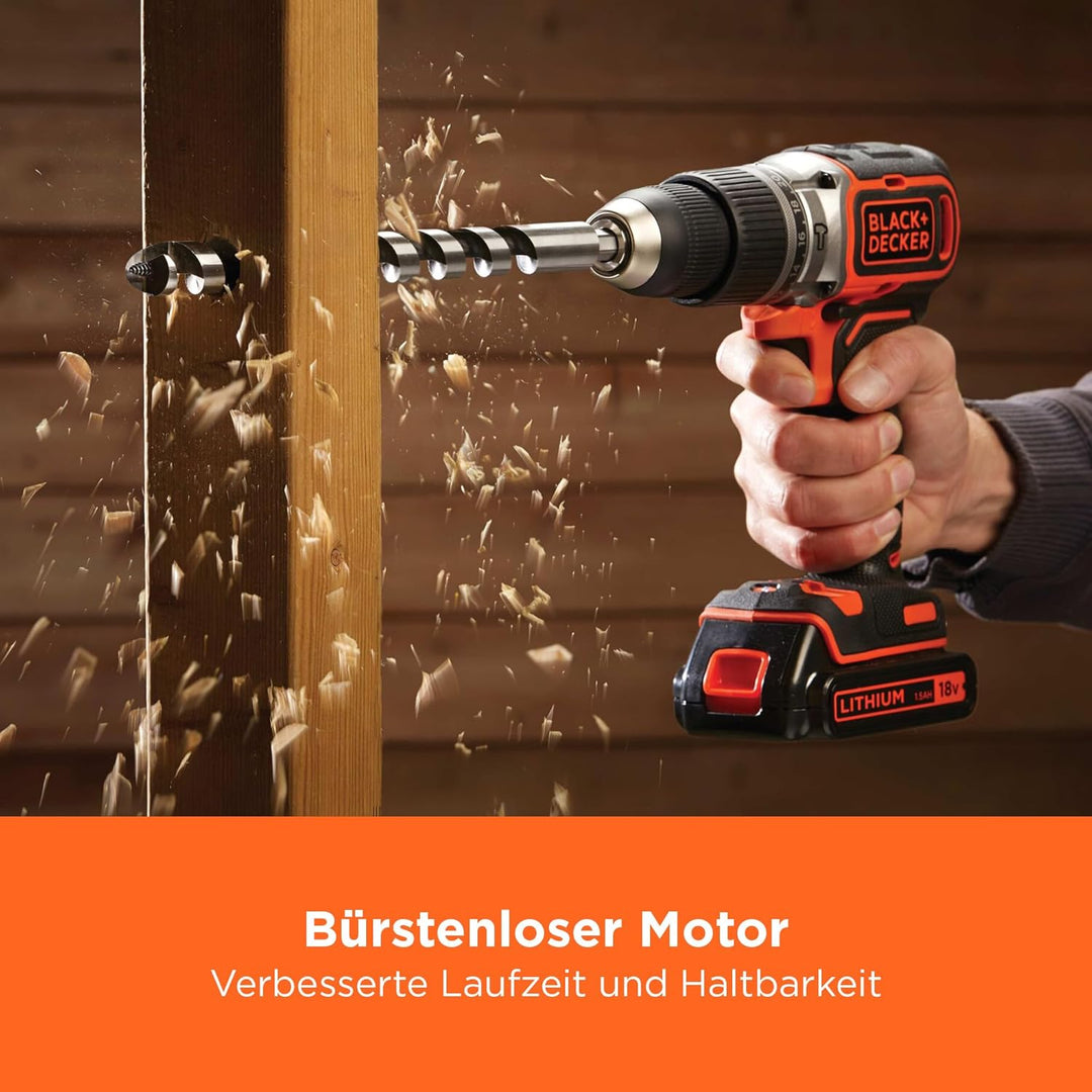 BLACK+DECKER Akku-Bohrhammer mit 18 V und bürstenlosem 2-Gang-Antrieb, 28.000 1/min, 52 Nm Drehmomen