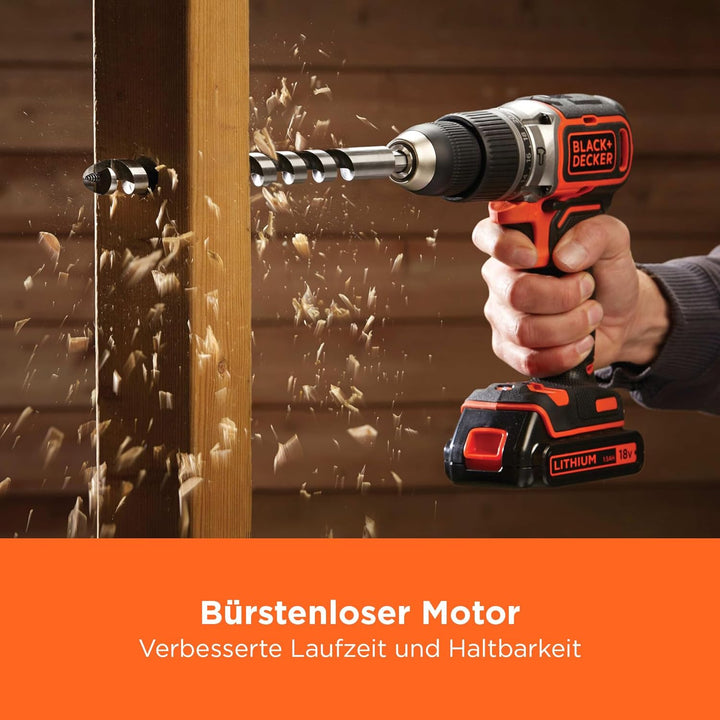 BLACK+DECKER Akku-Bohrhammer mit 18 V und bürstenlosem 2-Gang-Antrieb, 28.000 1/min, 52 Nm Drehmomen