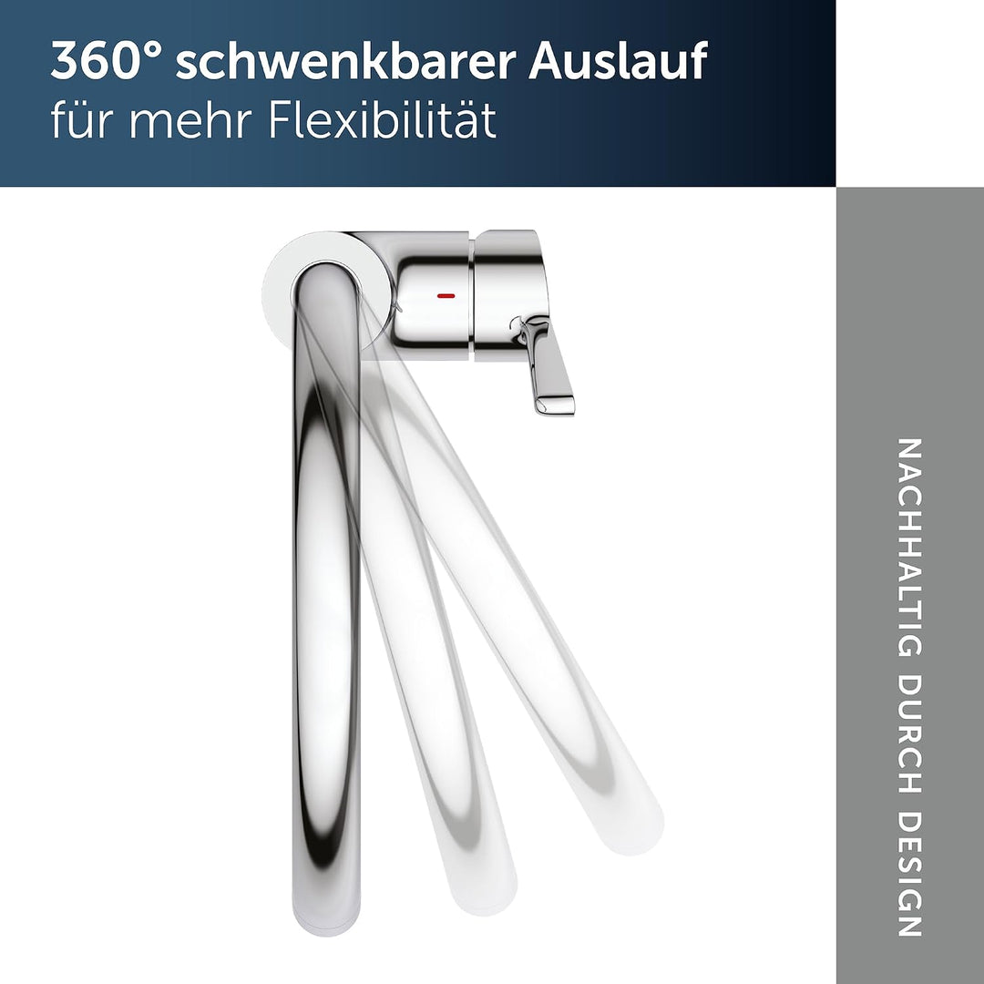 Ideal Standard Alero Küchenarmatur, Hochdruck, Auslaufhöhe 211 mm – Chrom C-Auslauf, C-Auslauf