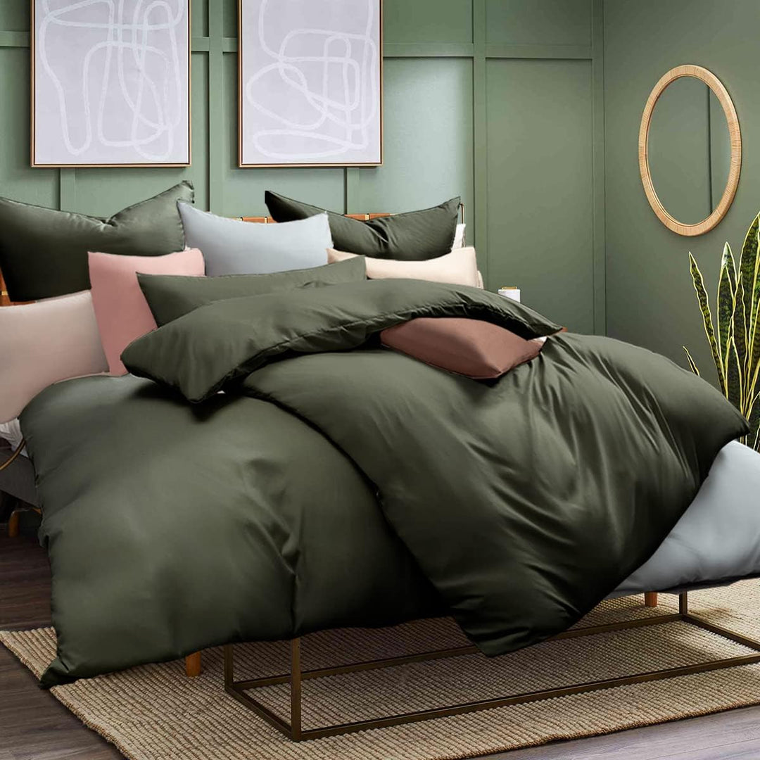 Kissenbezug 40 x 80 2er Set - Kopfkissenbezug 40x80 Olivergrün 100% Mikrofaser bügelfrei & knitterfr
