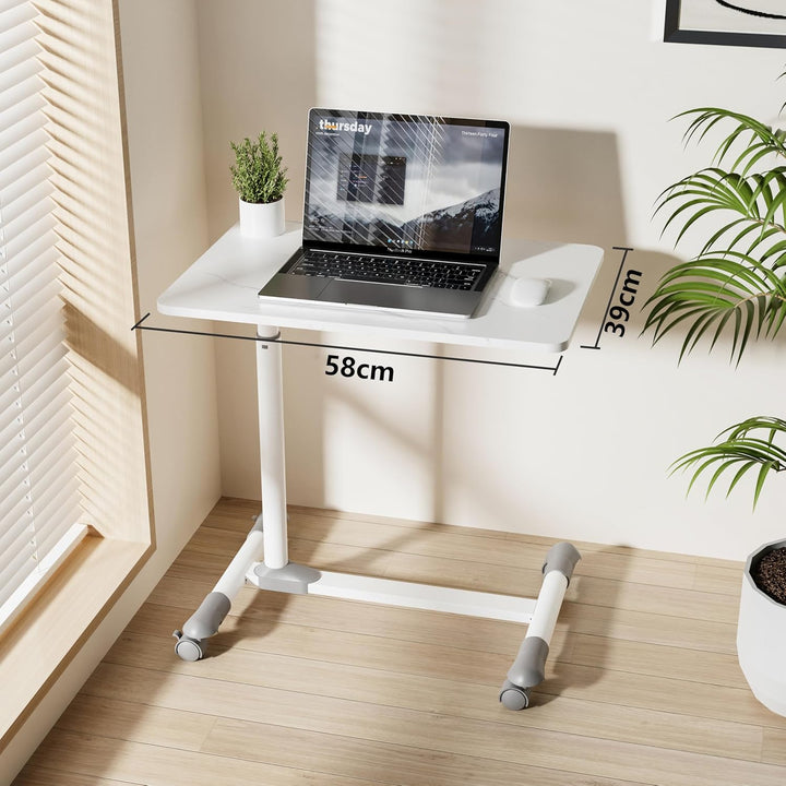 ETHU Betttisch auf Verriegelbaren Rollen Ergonomischer Mobiler Pflegetisch Höhenverstellbarer Laptop