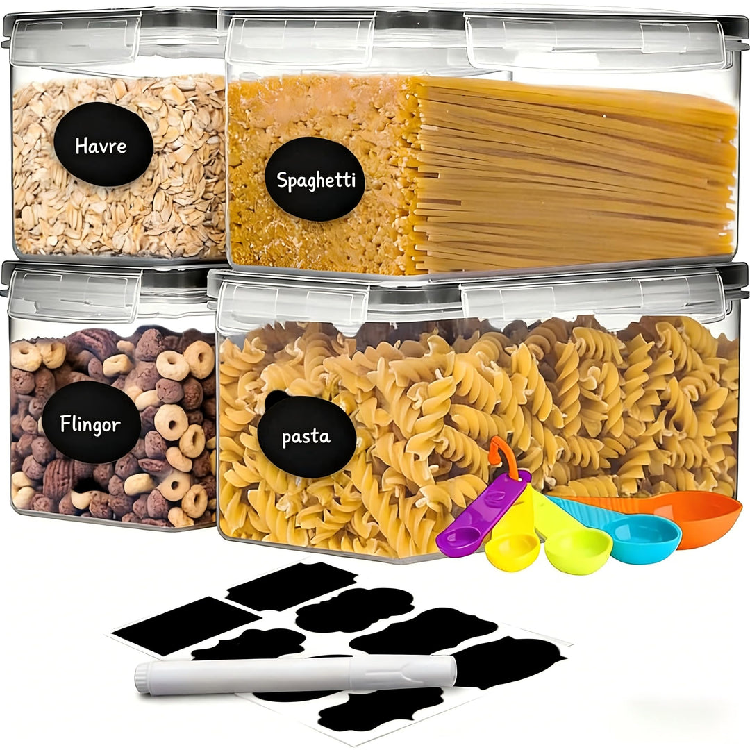 stusgo 4PCS 3.2L luftdicht Lebensmittel Lagerung Container mit Deckel, Kunststoff Pasta Jar für Past
