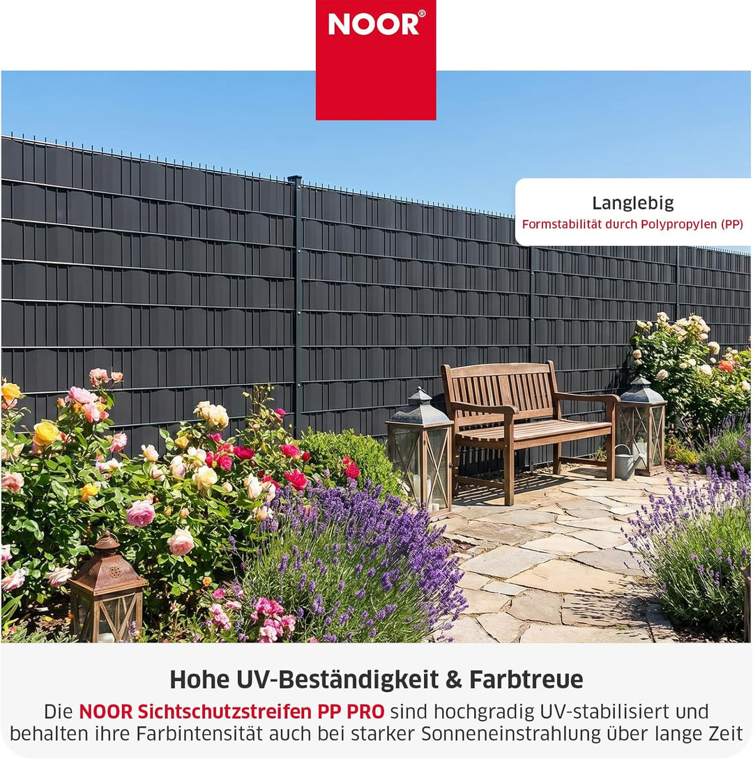 NOOR Zaunblende PP PRO 650 g/m2 Anthrazitgrau I 0,19 x 35 m I Der ideale Sichtschutz für Ihren Doppe