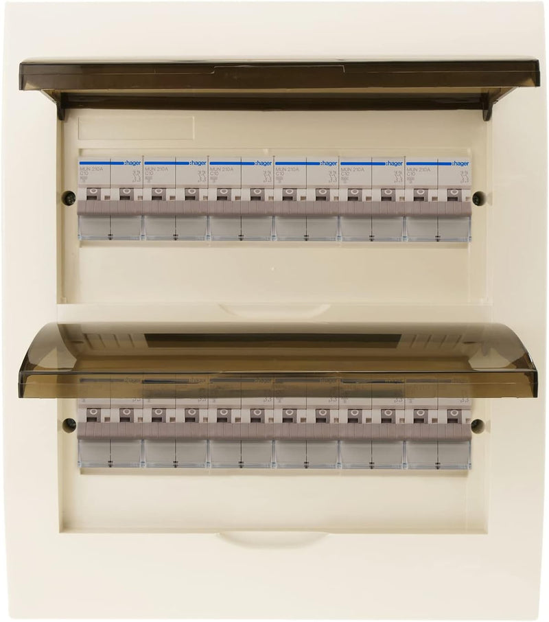 BeMatik - Schaltkasten Elektroverteilerkasten aus 24 Modulen 17,5 mm Kunststoff ABS für einbetten SP