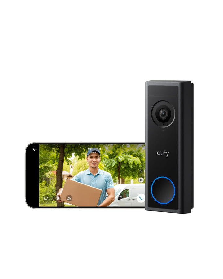 eufy Video Türklingel mit Kamera C30, Akku, 2K FHD, 16:9 Weitwinkel, Nachtsicht, Einfache Installati