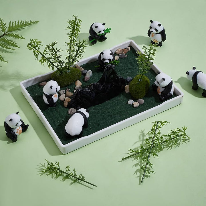 WEBEEDY Die Mini Zen Garten Kit DIY Panda Sand Tablett Kit für Desktop-Sandkasten, 20,4x10,2 cm Craf