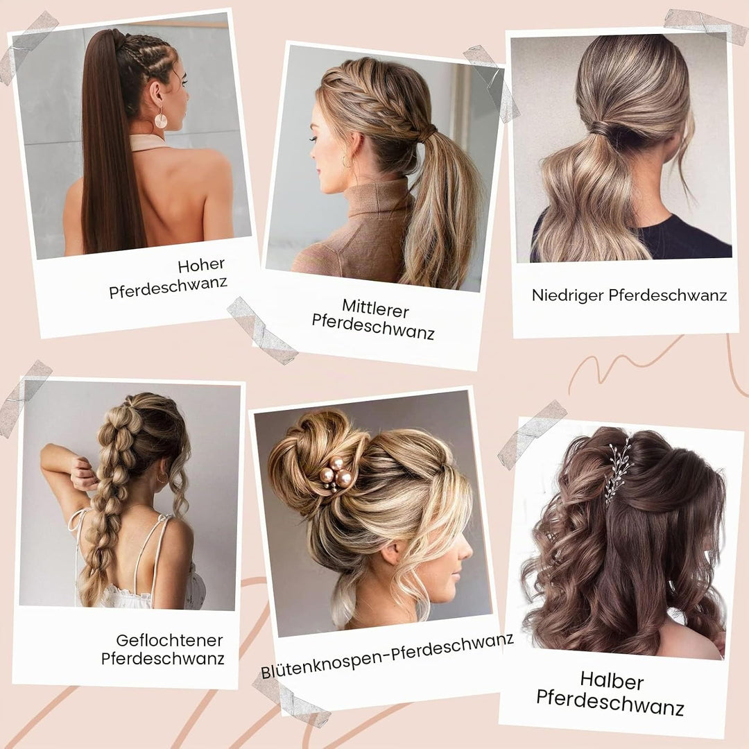 S-noilite Echthaar-Extensions aus glattem und langem natürlichem Haar – Pferdeschwanz Ponytail mit e