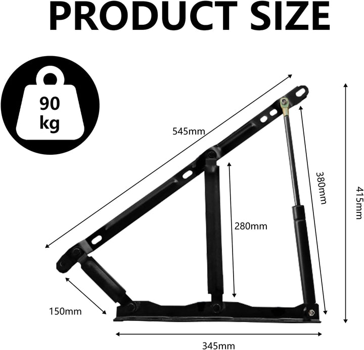 2 Stk. Gasdruckfeder, Gasdruckdämpfer 900N/PC Pneumatische Bett Hebemechanismus, Hebescharniere 92KG