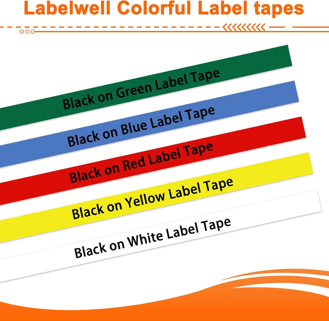 Labelwell 5x 0.47 12mm x 7m Kompatibel Schriftband Ersatz für Dynmo D1 45013 45016 45017 45018 45019