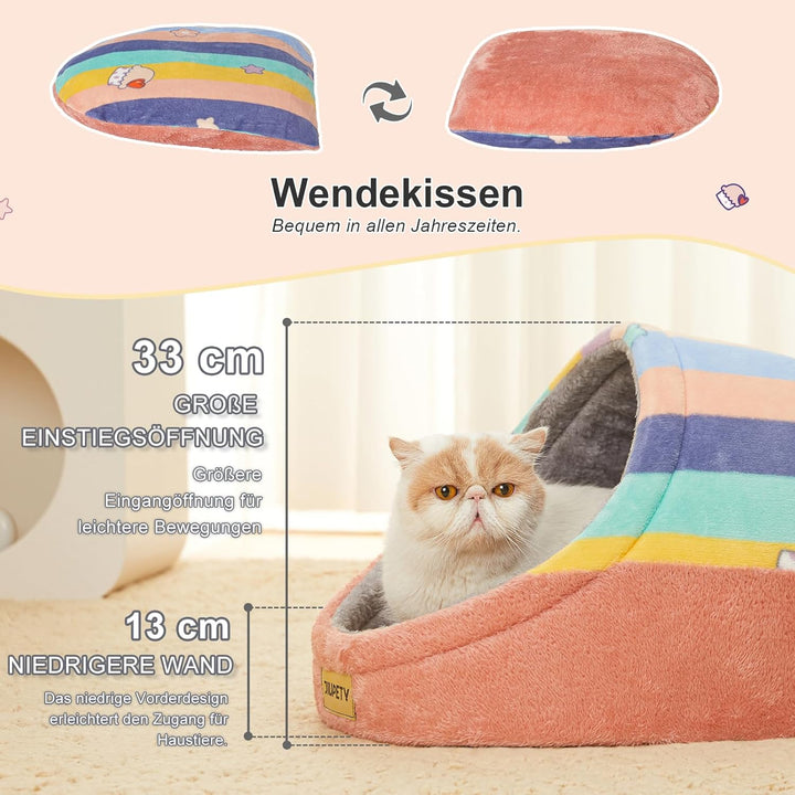 Jiupety Nettes Katzenhöhle, Katzenhaus Katzenkorb, Katzenbett mit rutschfestem Boden, Katzenkörbchen