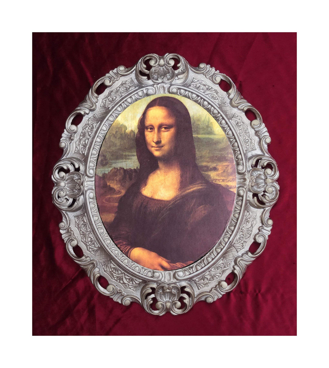 Mona Lisa Bild mit Barock Rahmen Wandbild von Leonardo da Vinci 45x38 cm Oval Kunstdrucke Gemälde Re