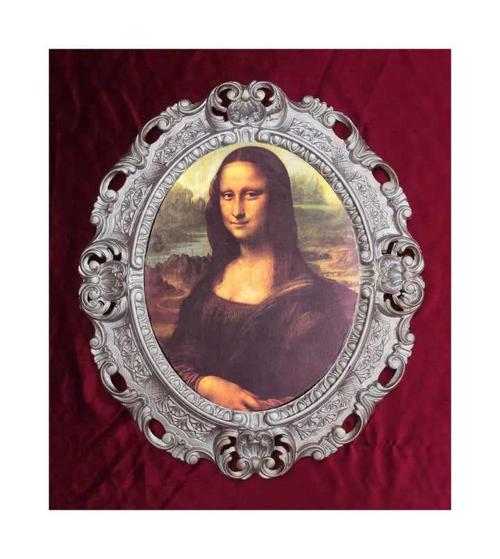 Mona Lisa Bild mit Barock Rahmen Wandbild von Leonardo da Vinci 45x38 cm Oval Kunstdrucke Gemälde Re