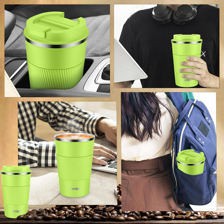 KETIEE Kaffeebecher to go,380ml Thermobecher Kaffee-to-go,Kaffeebecher Thermo,Doppelwandig Reisebech