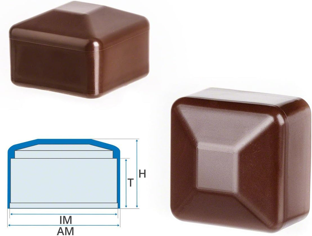 EMFA Zaunpfahlkappe 100x100 mm 10 Stück Braun Pfostenkappe quadratisch Zaunpfostenkappen Zaunabdecku