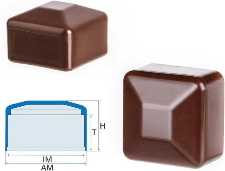 EMFA Zaunpfahlkappe 100x100 mm 10 Stück Braun Pfostenkappe quadratisch Zaunpfostenkappen Zaunabdecku