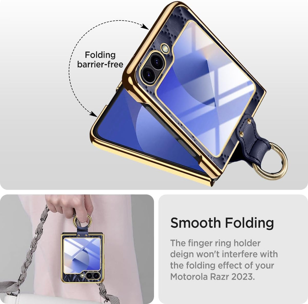 Miimall Lederhülle Kompatibel mit Samsung Galaxy Z Flip 6/Flip7 FE Hülle mit Kameraschutz+Ring Ständ