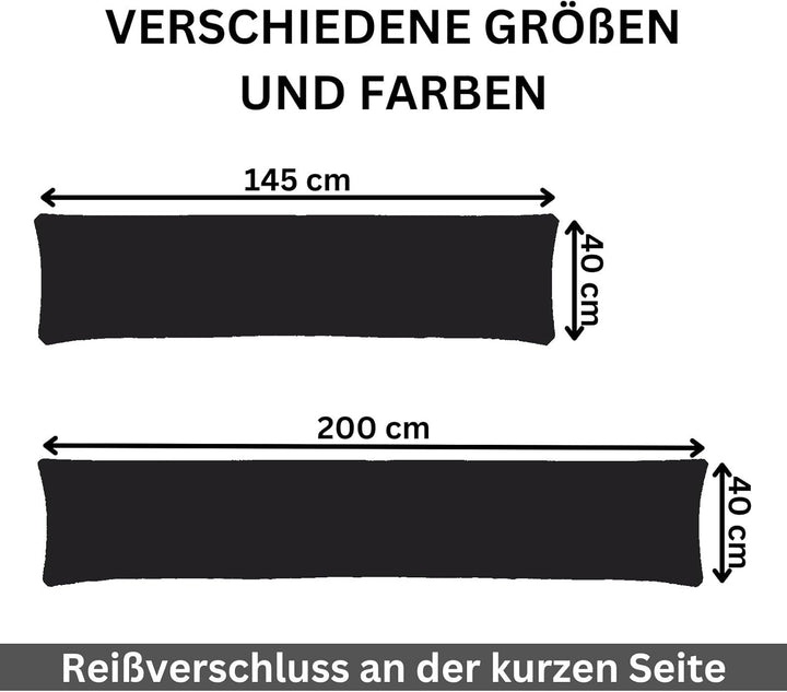 Moon 2er Pack Seitenschläferkissen Bezug Jersey Kissenbezug schwarz 40x200 2er Pack 40x200 Schwarz,