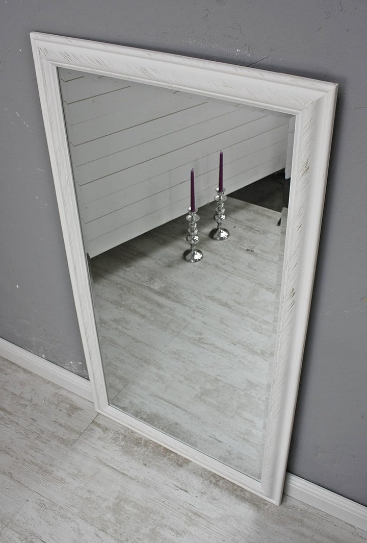 elbmöbel Wandspiegel 132 x 72cm gross in weiss mit Holz-Rahmen schlicht