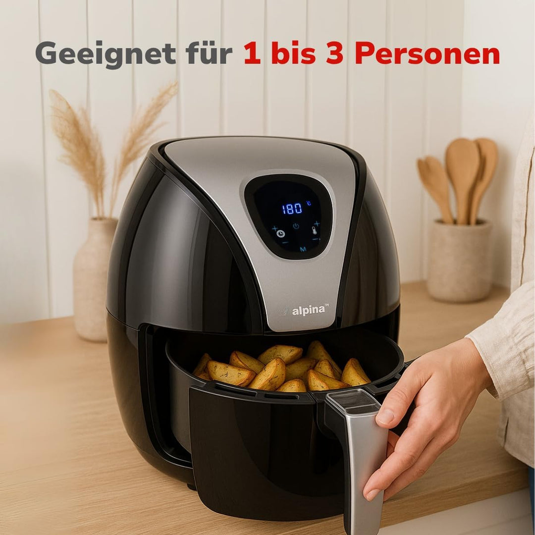 alpina Heissluftfritteuse 2.4L - Airfryer 1500W - Heissluftfritteuse für Braten, Frittieren und Gril