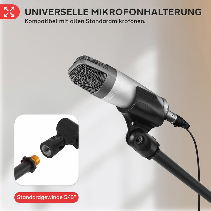 Pyle Mikrofonständer 2er-Set mit Galgenarm – Mikrofonstativ höhenverstellbar 70–132cm, faltbar, Trag