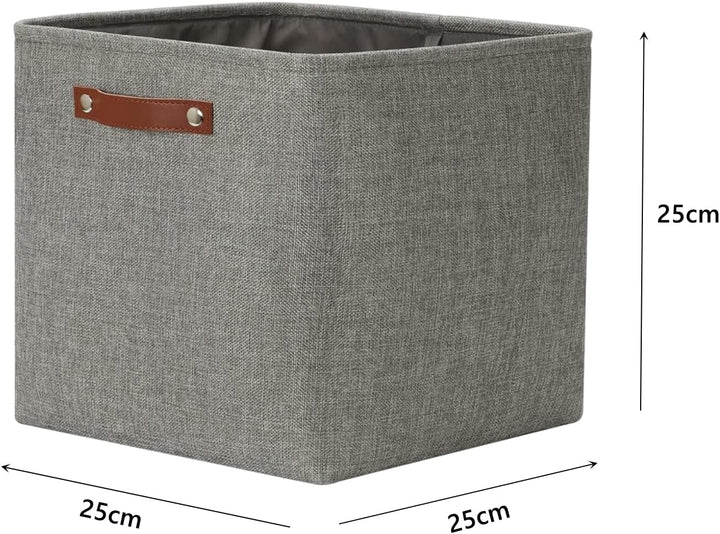 Mangata Collapsible Storage Cube Boxen, 25CM Cube Leinen gewebtes Gewebe Lagerung Körbe mit Leder Gr