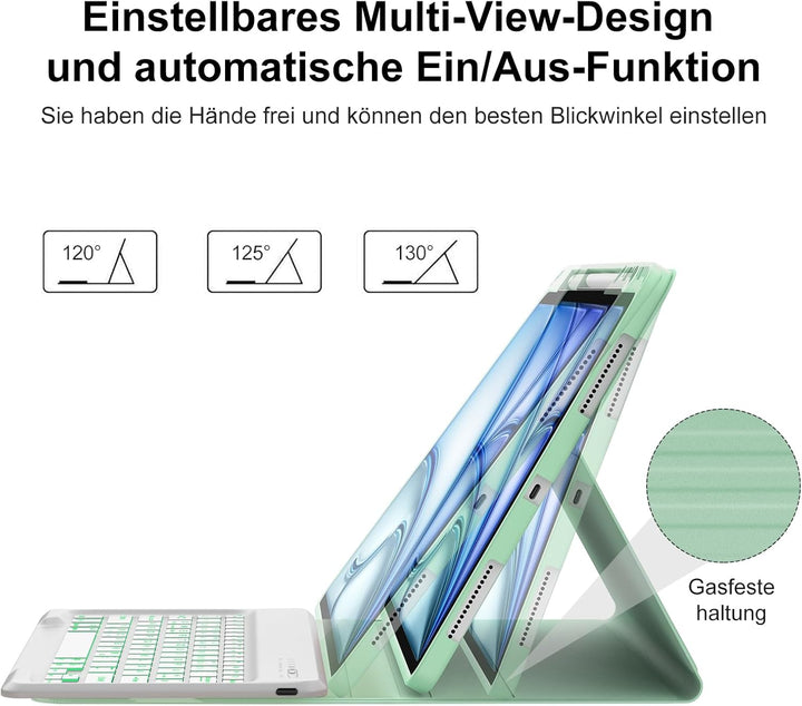 IVEOPPE Tastatur für iPad Air 13 (2025/2024), Hülle mit Tastatur für iPad air 13 Zoll M3/M2, 7-Farbi