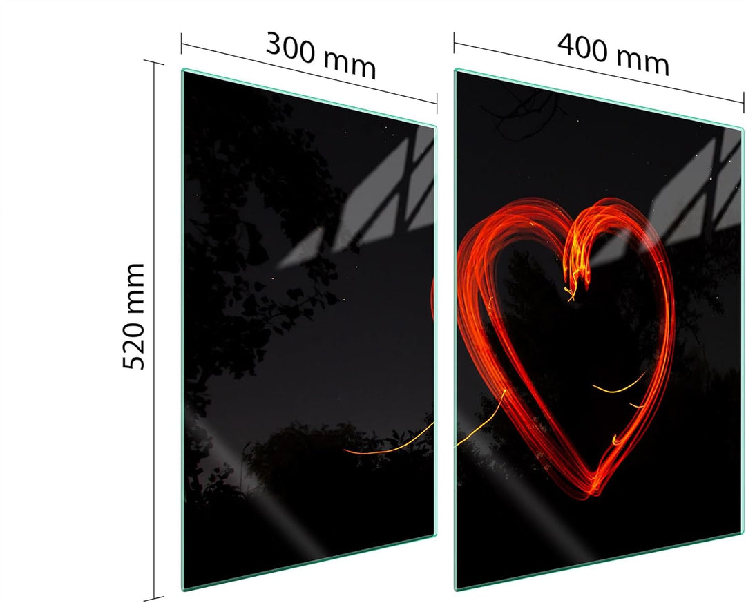 TMK ArtDeko Herdabdeckplatte 2 Teilig 30x52 + 40x52 cm - Spritzschutz Herdabdeckung – Herdschutz aus