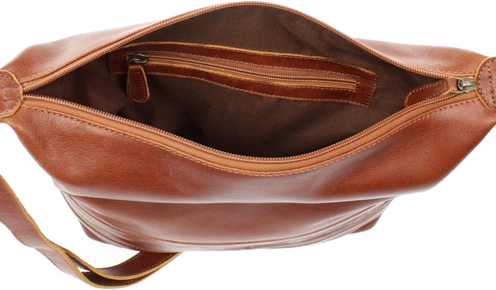 LECONI Schultertasche Damentasche Umhängetasche natur weiche Ledertasche Handtasche Damen Leder 33x2