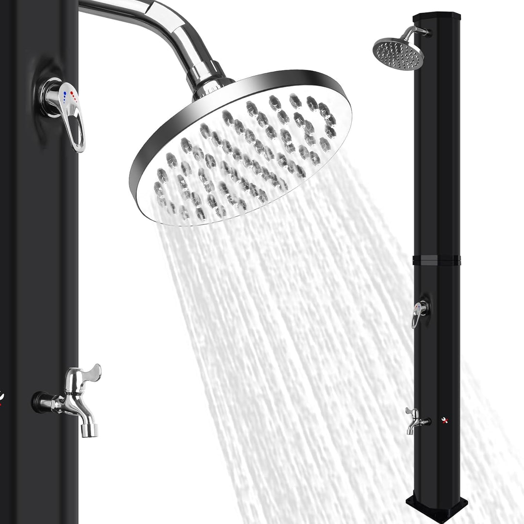Solar Gartendusche 60Liter -Solardusche mit 360° Drehbarem Duschkopf und Fusshahn, Einstellbare Temp