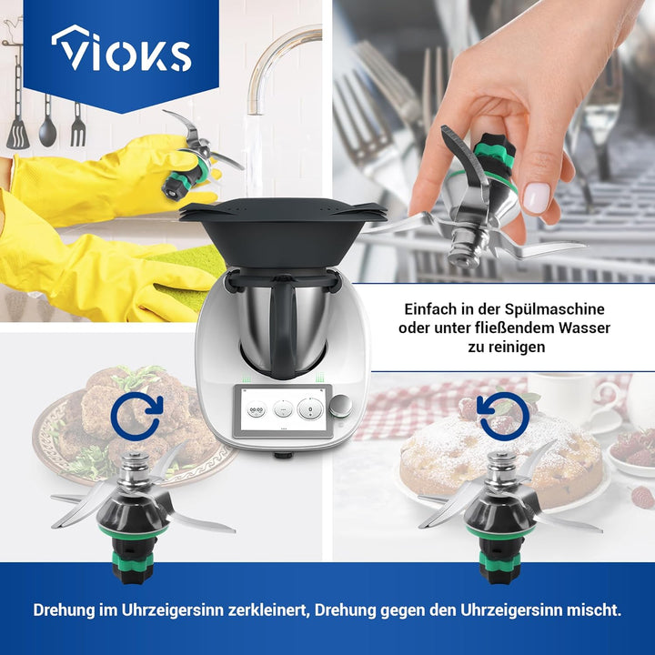 VIOKS Messer Ersatz für Vоrwerk Thermоmix Messer TM6 - Ersatzmesser aus Edelstahl SUS420 Zubehör für